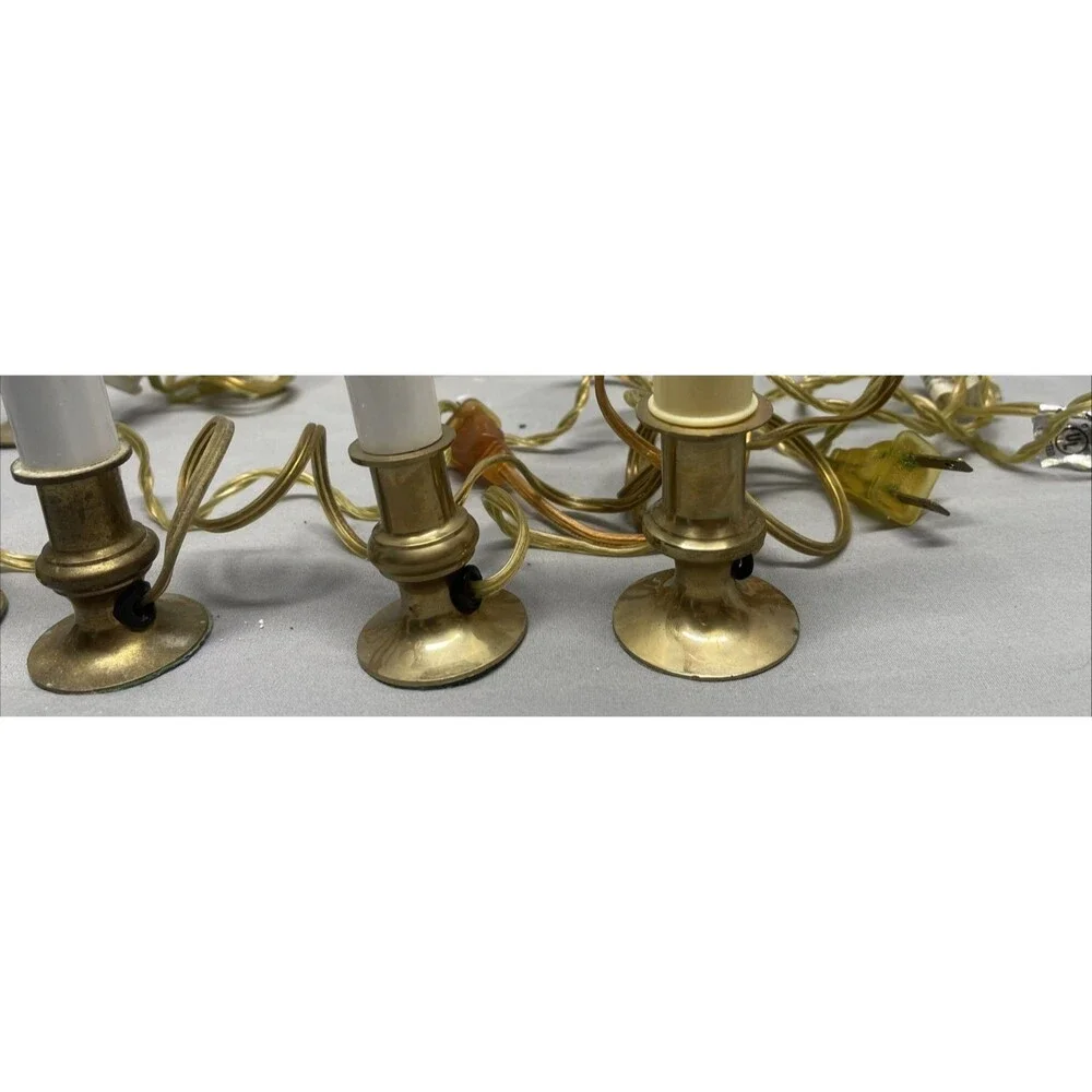 Vintage Lot Of 4 Solid Brass Base Christmas Electric Candle Lights Bulbs Working